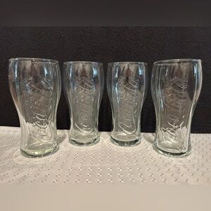 Vintage Coca Cola Coke Clear Glass 16oz Drinking Glasses Tumbler Set of 4